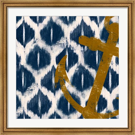 Framed Nautical Ikat I Print