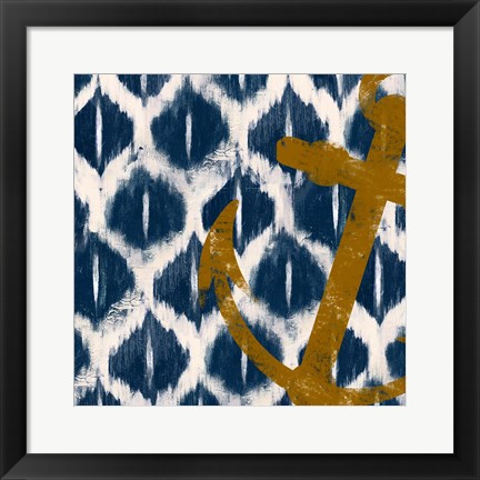 Framed Nautical Ikat I Print