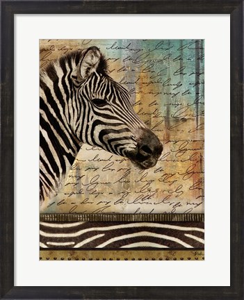Framed Madagascar Safari with Blue II (Zebra) Print