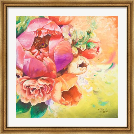 Framed Beautiful Bouquet of Peonies I Print
