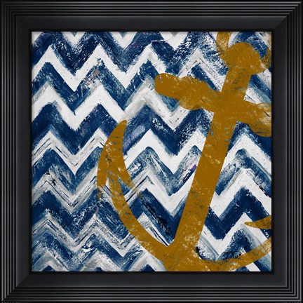 Framed Nautical Chevron I Print