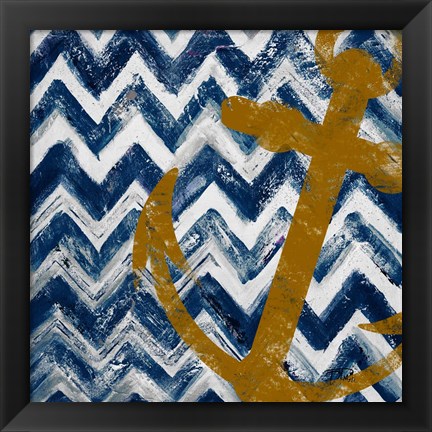 Framed Nautical Chevron I Print