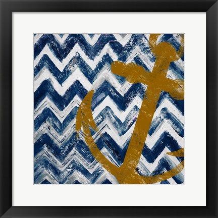 Framed Nautical Chevron I Print