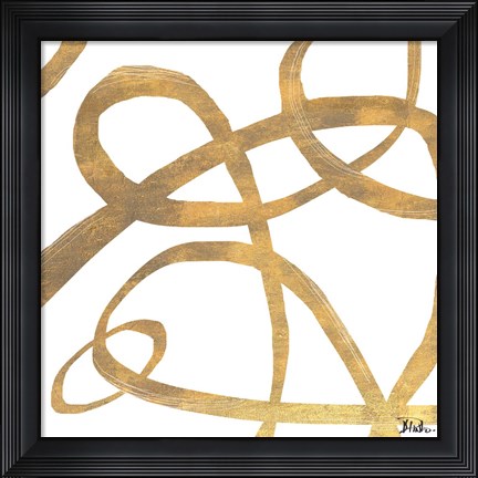 Framed Golden Swirls Square II Print