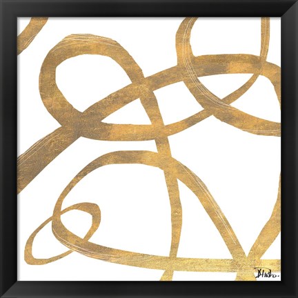 Framed Golden Swirls Square II Print