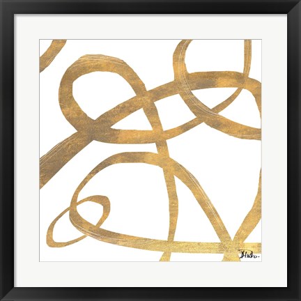 Framed Golden Swirls Square II Print