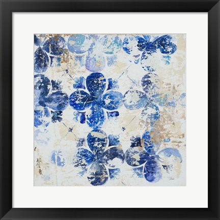 Framed Blue Quatrefoil I Print