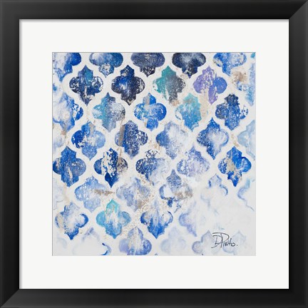 Framed Blue Quatrefoil II Print