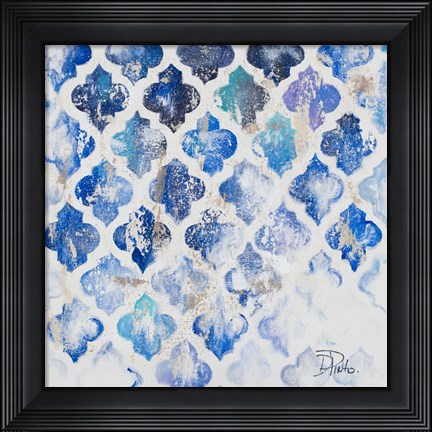 Framed Blue Quatrefoil II Print