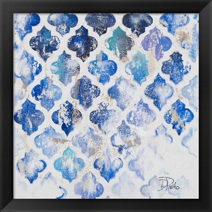 Framed Blue Quatrefoil II Print