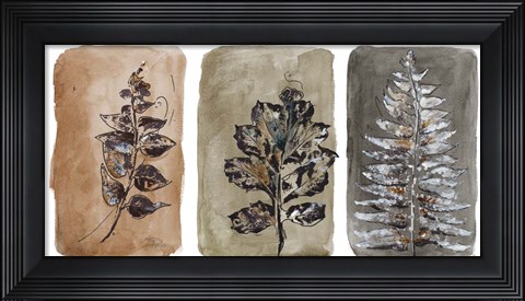 Framed Watercolor Sepia Leaves II Print