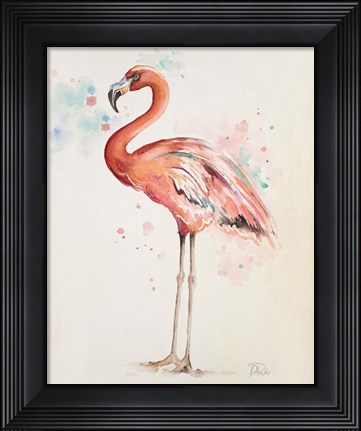 Framed Flamingo I Print