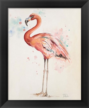 Framed Flamingo I Print