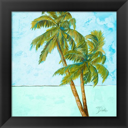 Framed Beach Palm Blue I Print