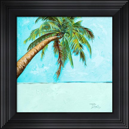 Framed Beach Palm Blue II Print
