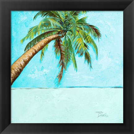 Framed Beach Palm Blue II Print