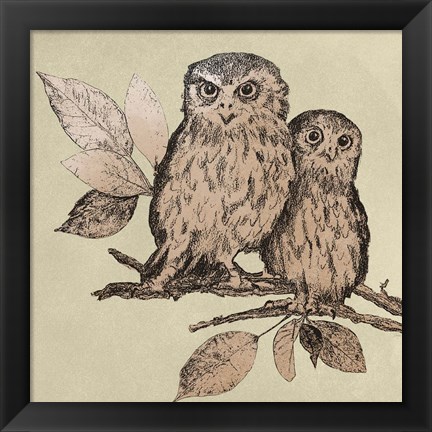 Framed Neutral Little Owls II Print