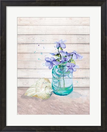 Framed Fresh Flowers And Shells II Print