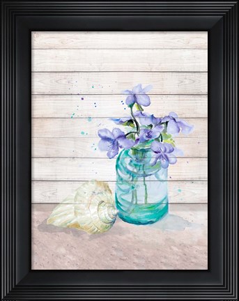 Framed Fresh Flowers And Shells II Print