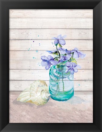 Framed Fresh Flowers And Shells II Print