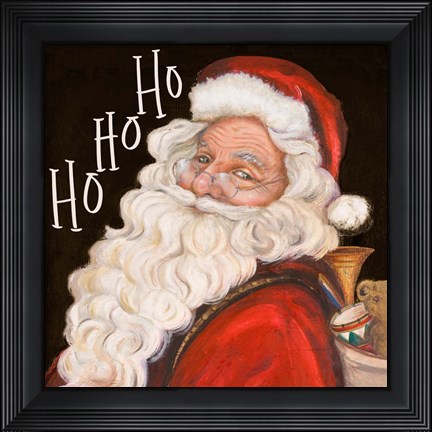 Framed Smiling Santa Ho Ho Ho Print