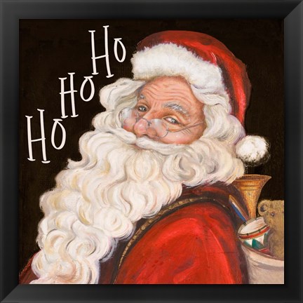 Framed Smiling Santa Ho Ho Ho Print