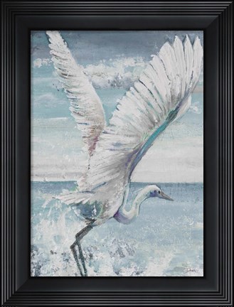 Framed Great Egret Flying Print