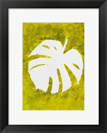 Framed Tropical Leaf Stamp White Print