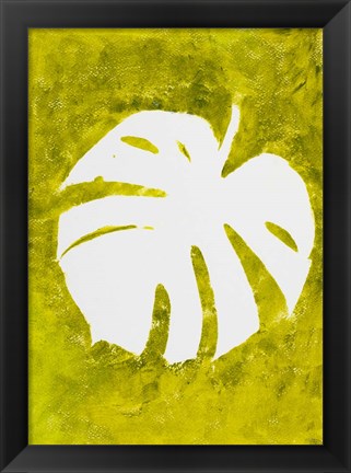 Framed Tropical Leaf Stamp White Print