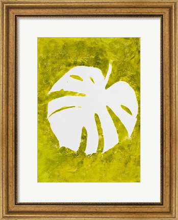 Framed Tropical Leaf Stamp White Print