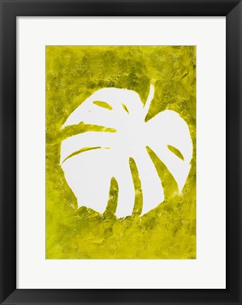 Framed Tropical Leaf Stamp White Print