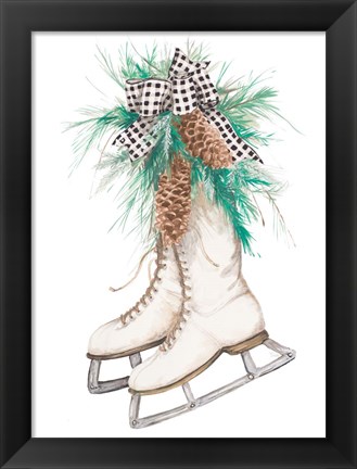 Framed Christmas Ice Skates Print