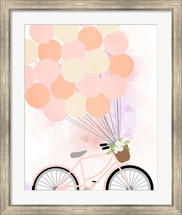Framed Bike Ride With Balloons Print