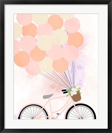 Framed Bike Ride With Balloons Print