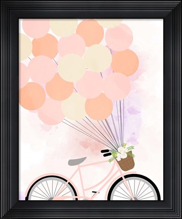 Framed Bike Ride With Balloons Print