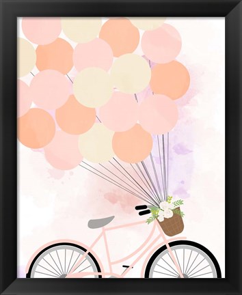 Framed Bike Ride With Balloons Print