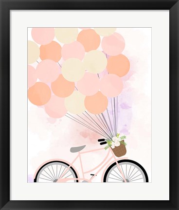 Framed Bike Ride With Balloons Print