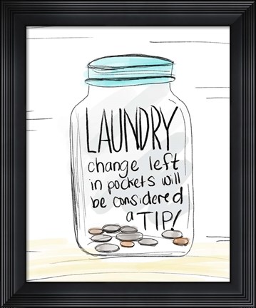 Framed Laundry Tip Jar Print