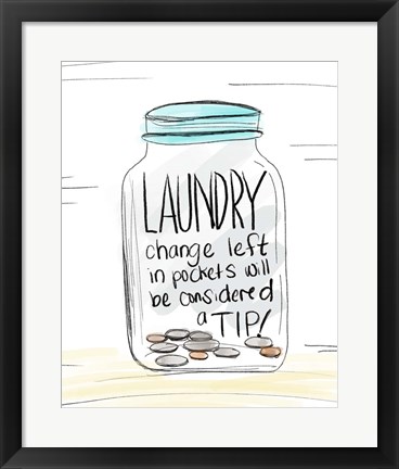 Framed Laundry Tip Jar Print