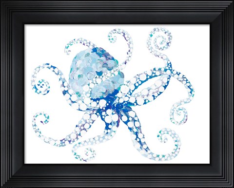 Framed Azul Dotted Octopus I Print