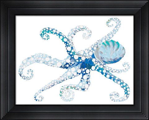 Framed Azul Dotted Octopus II Print