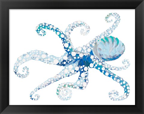 Framed Azul Dotted Octopus II Print