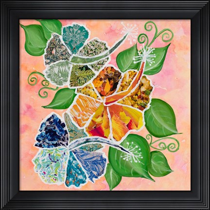 Framed Hibiscus Bouquet Collage Print