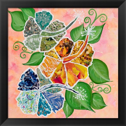 Framed Hibiscus Bouquet Collage Print