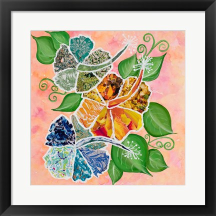 Framed Hibiscus Bouquet Collage Print