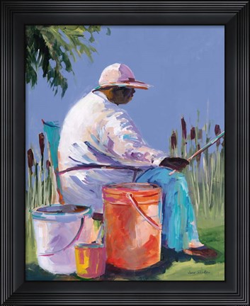 Framed Sisters Fishing I Print