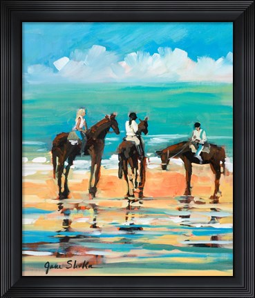 Framed Horses On The Beach Print