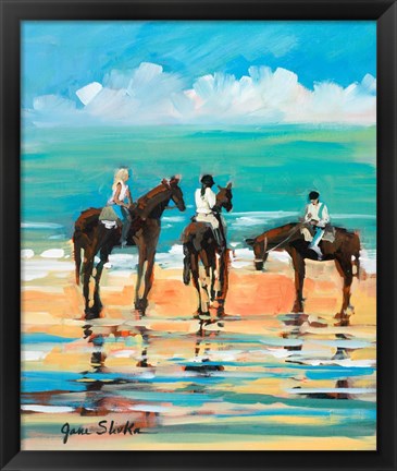 Framed Horses On The Beach Print