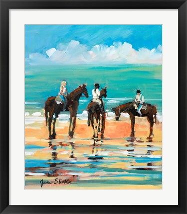 Framed Horses On The Beach Print