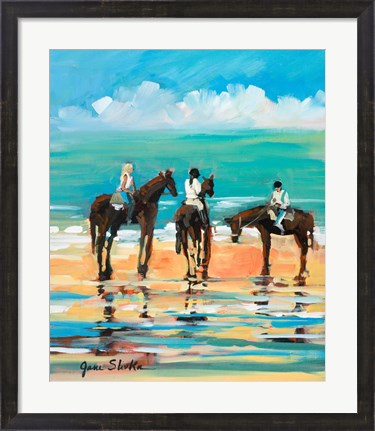 Framed Horses On The Beach Print